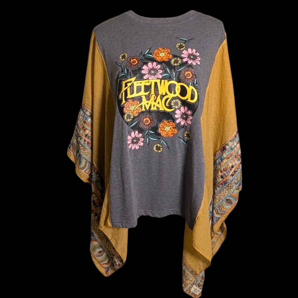 Fleetwood Mac Upcycled Graphic Poncho Top